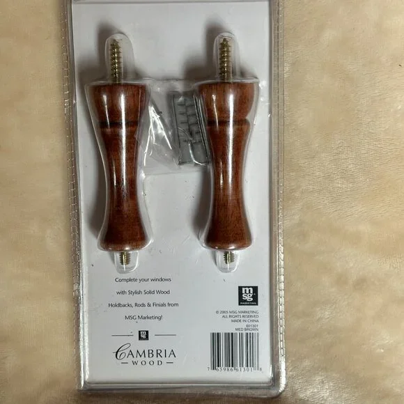 Cambria Solid Wood Spindle Curtain Holdbacks Pair of 2 for Curtains / Drapes - Picture 4 of 4